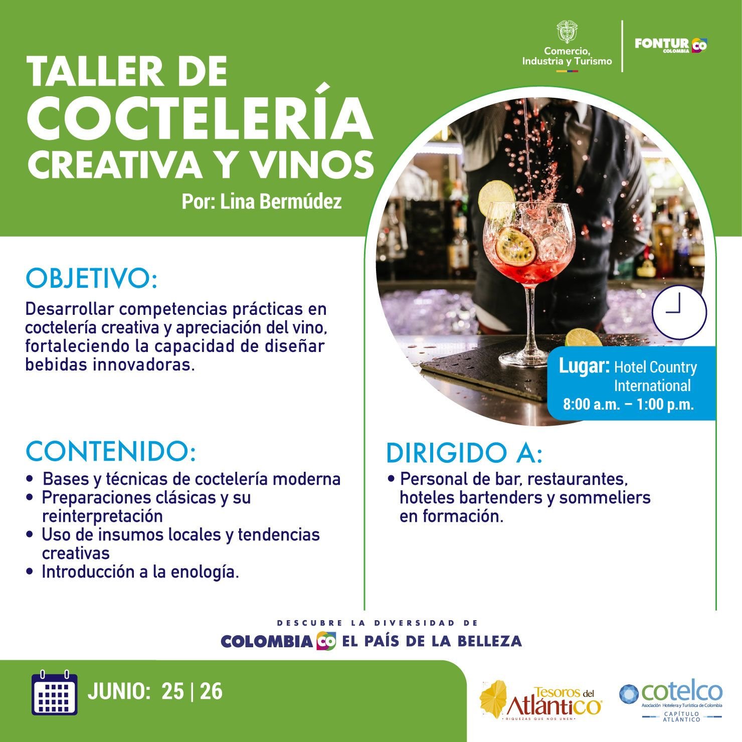 Taller de coctelería creativa y vinos